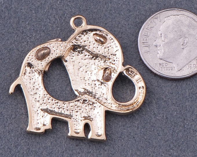 Gold-tone and Rhinestone Elephant Charm