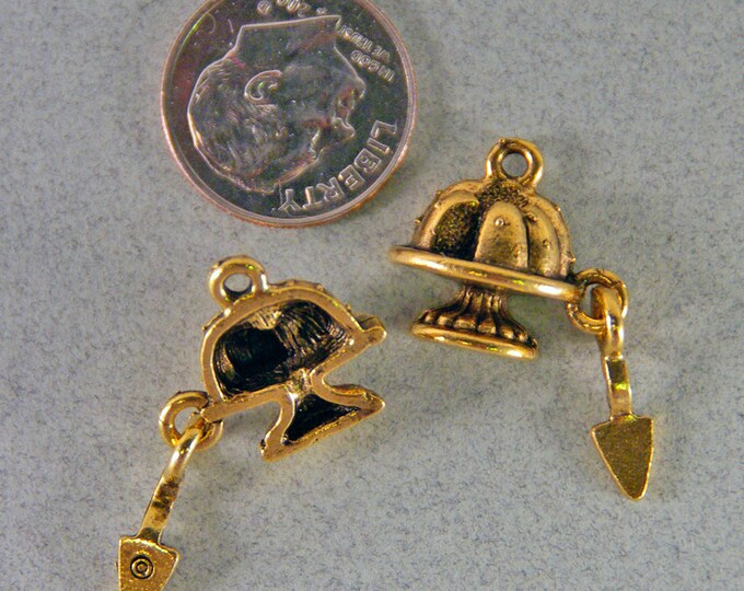 2 Fun Gold-tone Pewter Cake Charm with Attached Server