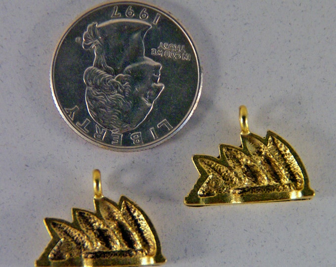 Pair of Gold-tone Pewter Sydney Australia Opera House Charms