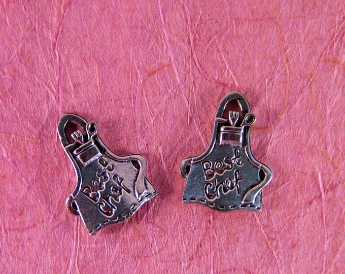 Set of Two Pewter Best Chef Apron Charms