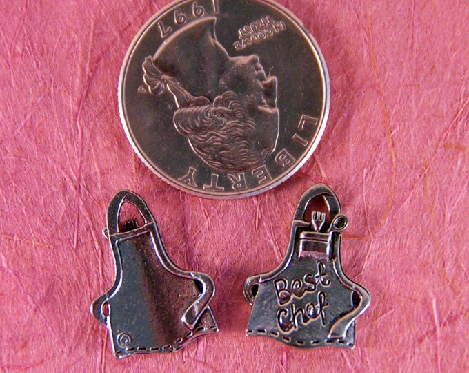 Set of Two Pewter Best Chef Apron Charms