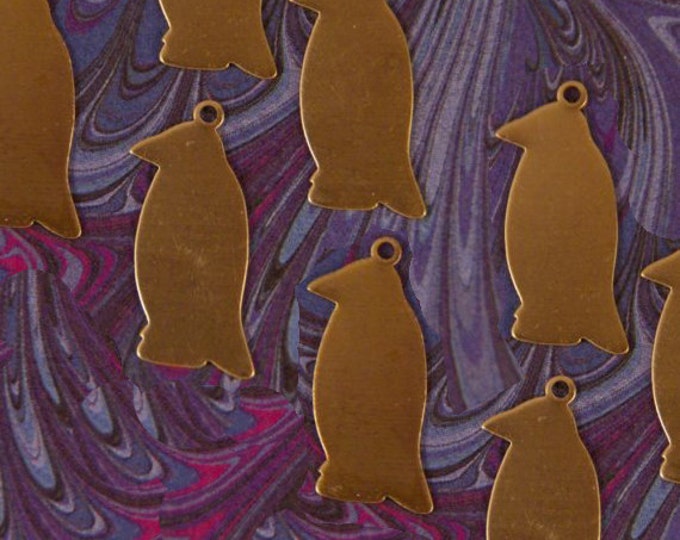 Set of 8 Blank Brass Penguin Charms