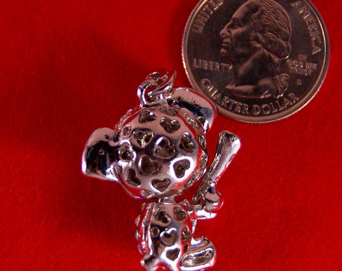 Dimensional Silver-tone Koala Bear Pendant with Aurora Borealis Rhinestones