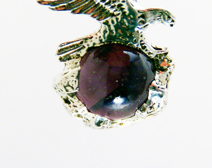 Pewter Eagle Pendant Iridescent Glass Marble- Choose Your Color