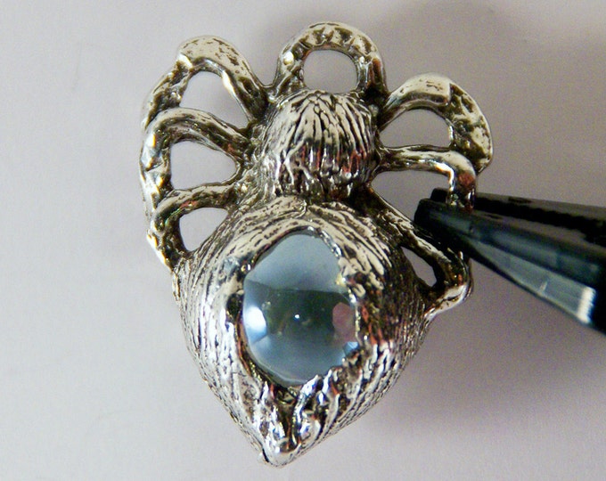 Pewter Spider Pendant-Choose Your Color Iridescent Glass Marble