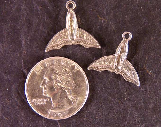 Pair of Pewter Whale Tail Charms