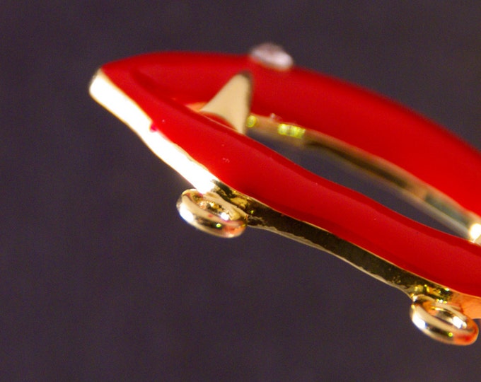 Red Enamel Gold-tone Vampire Pendant