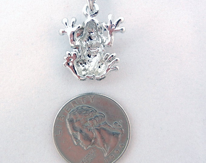 Small Frog Pendant Rhinestone Encrusted