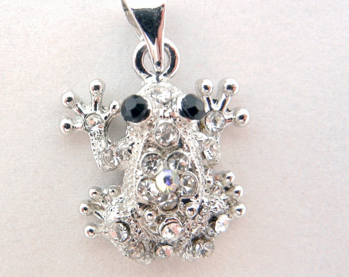 Small Frog Pendant Rhinestone Encrusted