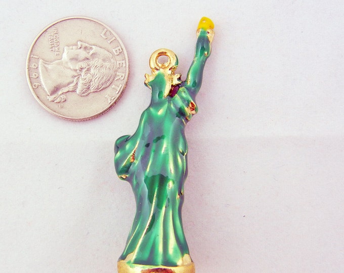 Statue of Liberty Charm Pendant Dimensional Green and Yellow Torch