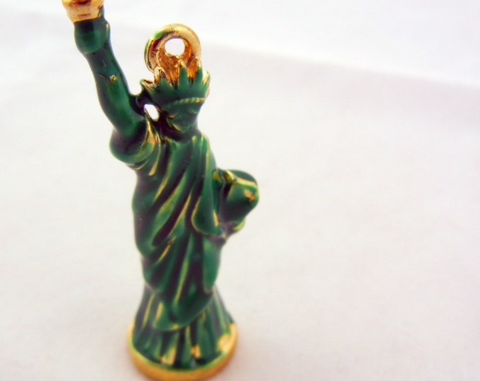 Statue of Liberty Charm Pendant Dimensional Green and Yellow Torch