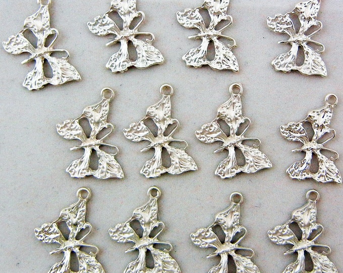 Set of Matte Silver-tone Butterfly Charms