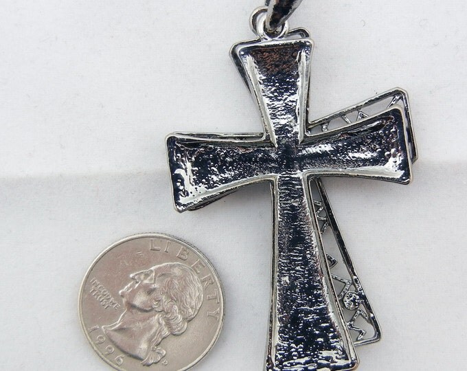 Double Cross Pendant in Hematite with Hematite Rhinestone