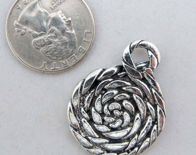 Round Pewter Rope Pendant