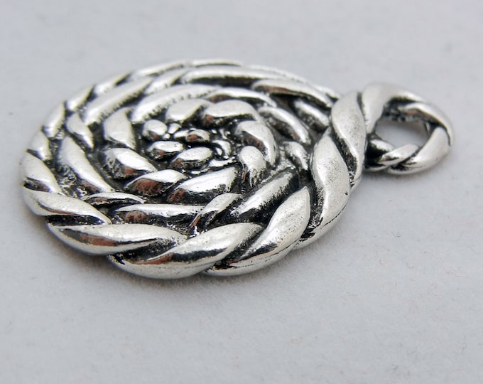 Round Pewter Rope Pendant