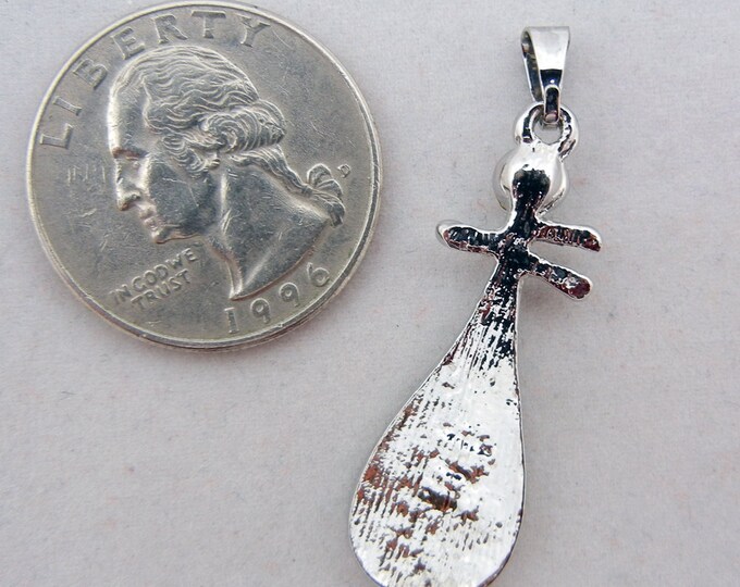 Mandolin Pendant Silver-tone with Rhinestone Accents