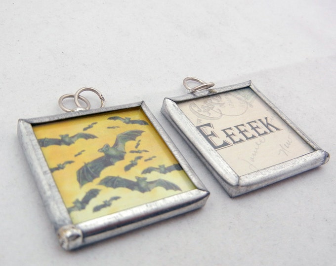 One Bat Charm in Metal Frame Under Glass