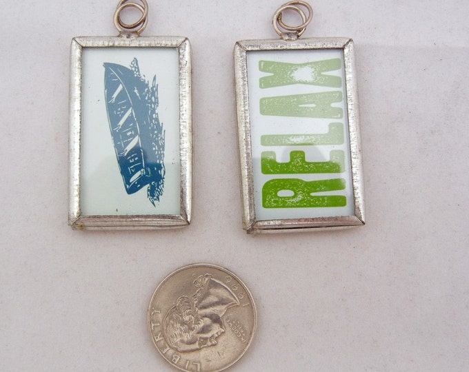 Metal Framed Canoe and Relax Charm Two-sided