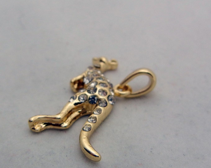 Gold-tone Kangaroo Pendant with Rhinestones