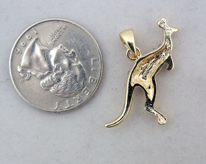 Gold-tone Kangaroo Pendant with Rhinestones