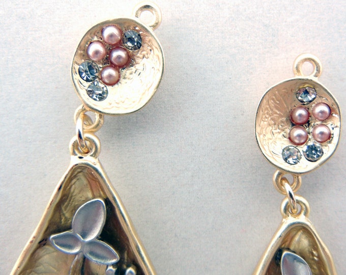 Pair of Two Tone Teardrop Shape Owl Charms