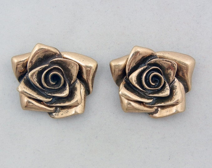 Pair of Antique Copper-tone Four Link Rose Connector Charms