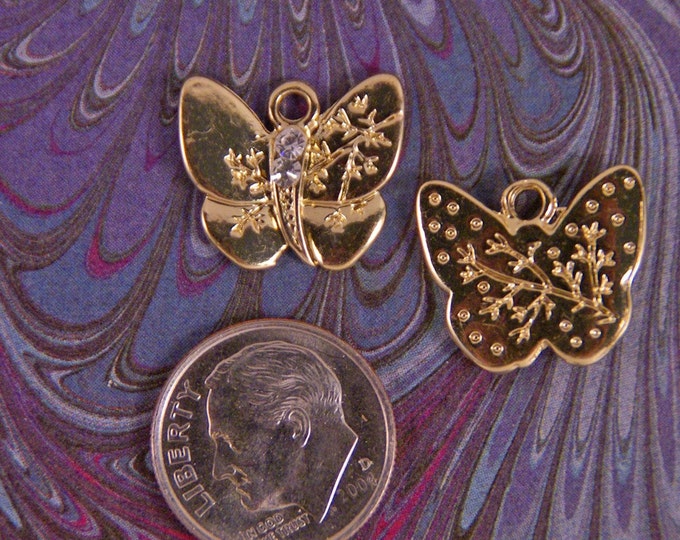 Set of Gold-tone Double-sided Butterfly Charms