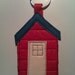 Beach hut recycled leather keychain.... UK FREE SHIPPING