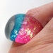 vintage pink and blue lucite sparkling bubble dome ring