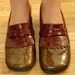SALE groovy vintage MEZLAN bronzy olive and burgundy patent leather fringe loafers
