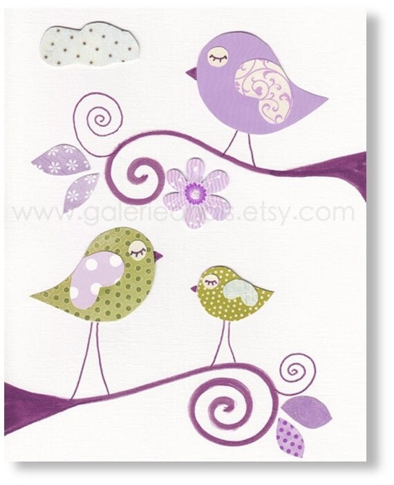 Nursery art prints - baby room - baby nursery decor - nursery wall art - Birds - Tres Belle Journee print by GalerieAnais