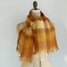 vintage 1950s mohair scarf / fuzzy tan, yellow and brown plaid by Baar & Beards / the TOASTED ENGLISH scarf