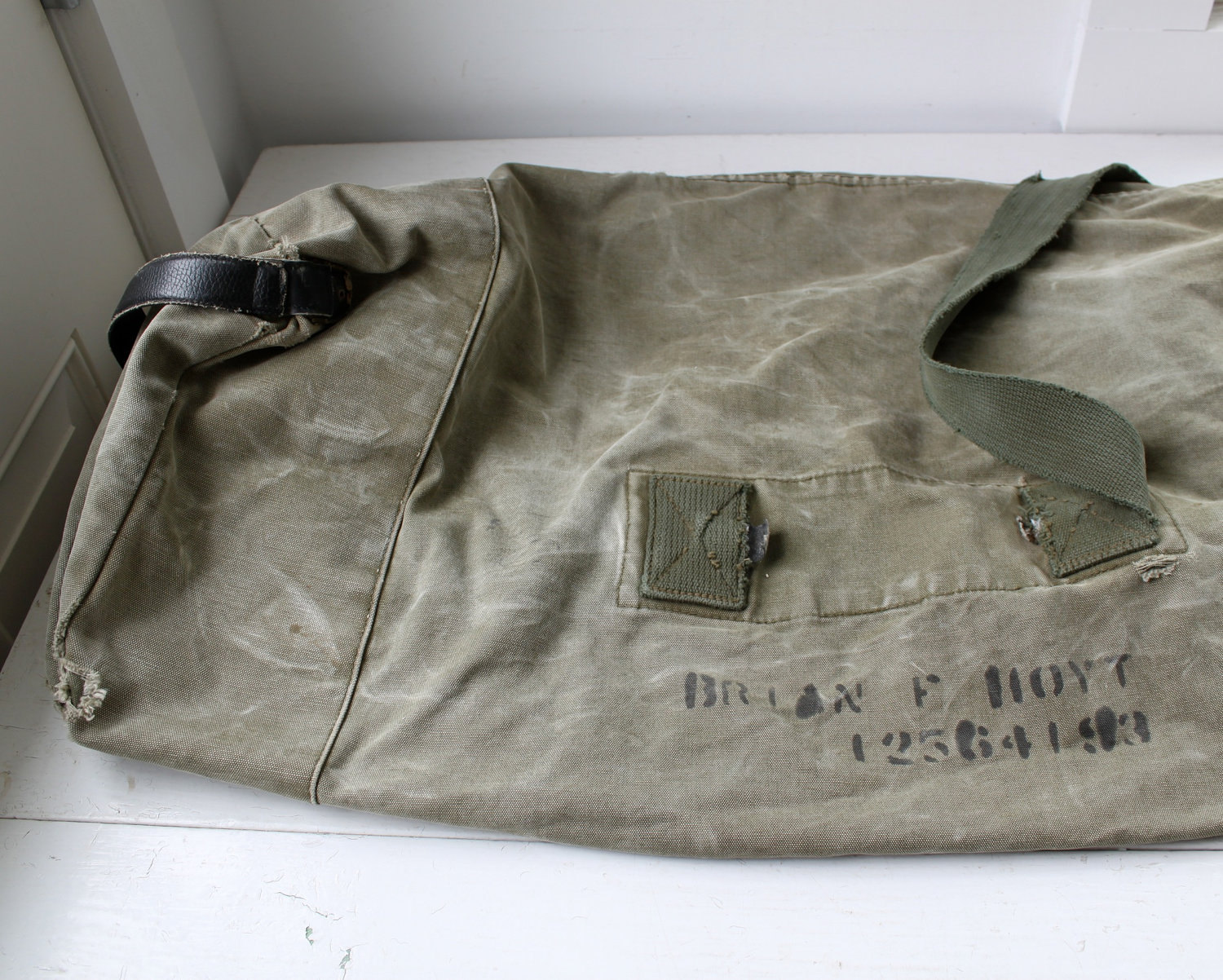 vintage 1960s army duffle bag. Vietnam era military issue