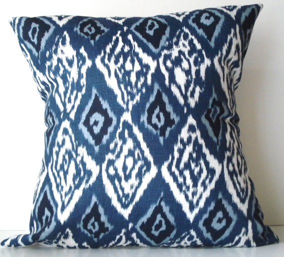 New 18x18 inch Designer Handmade Pillow Case in blue and white