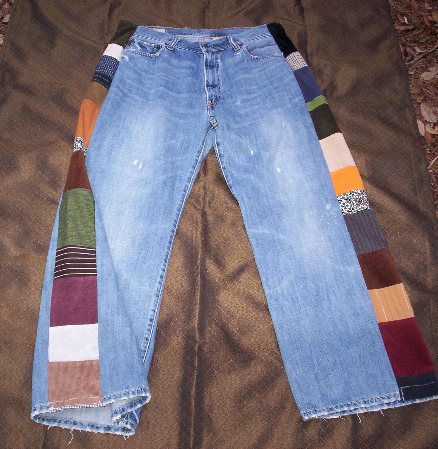 Baggy Worn PATCHWORK STRIP PANTS Abercrombie hippie