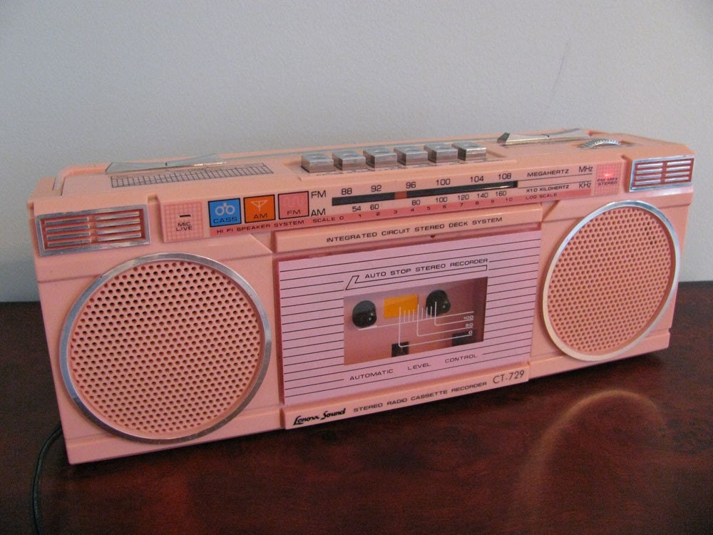 Vintage 1980s Bubblegum Pink Boombox