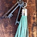 Boho Leather Tassel Keychain by Binding Bee RECLAIMED leather