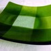 Large Glass Plate in Green Plaid Pattern