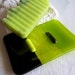 Reserved for S - Glass Soap Dish in Spring Green and Black