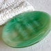 Oval Soap Dish in Streaky Green Opaque Glass