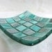 Fused Glass Art Plate in Shades of Aqua and Gray