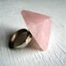 Pink Pyramid Power. Rose Quartz Crystal Cocktail Ring