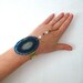 Agate Cuff Slave Bracelet. Moonstones & Lapis Lazuli Ring. Hand Harness Body Jewelry