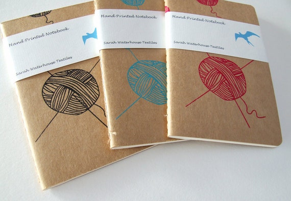 Knitting Pattern Notebook | hand printed knitting notebook in teal Knitting Pattern Notebook | hand printed knitting notebook in teal