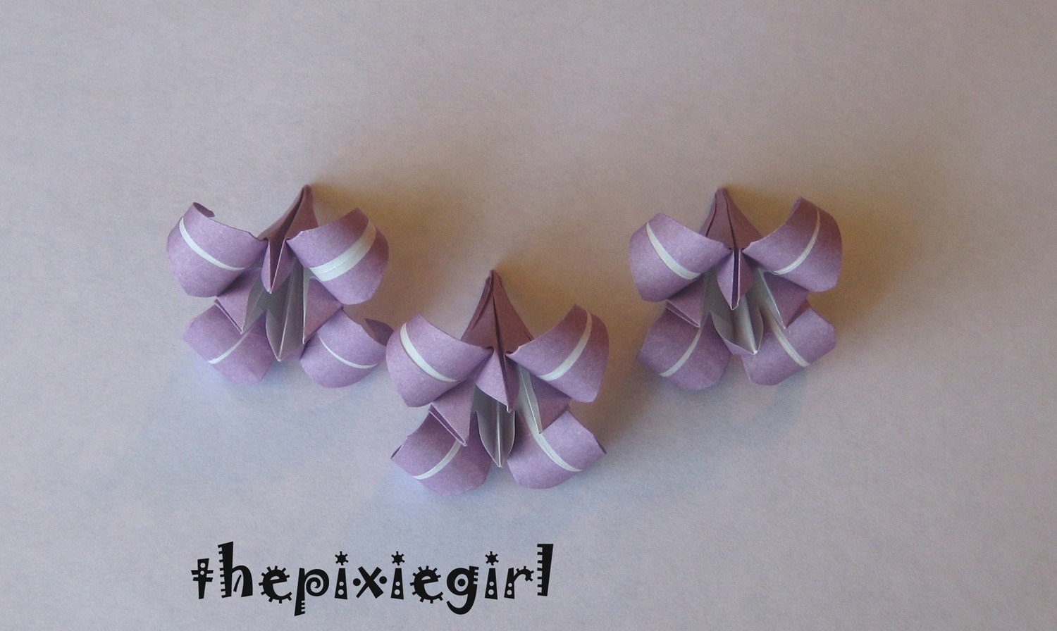 ORIGAMI PAPER HANDMADE 12 Medium Lilac Iris Folded by thepixiegirl