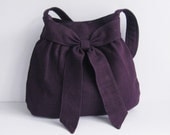 Sale - Deep Purple Hemp/Cotton Purse - Shoulder Bag, tote, stylish, bow, unique - AMY
