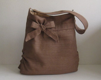 Sale - Brown Hemp/Cotton Tote, shoulder bag, handbag, purse, everyday bag - DESSERT
