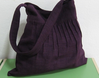 Sale - Deep Purple Lines Hemp/Cotton Bag - Shoulder bag, Messenger bag, Handbag, Tote, Travel bag, Women
