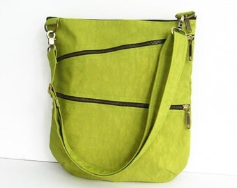 Sale - Water-Resistant Messenger Bag in Apple Green, tote, cross body bag, shoulder bag, purse - Enya