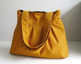 Sale - Mustard Canvas Bag - purse, tote, shoulder bag, diaper bag, double straps - APRIL